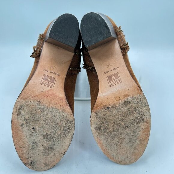 Frye Women Size 6M Rust Brown Bella Flower Suede Pull On Heel Pump Boot - Picture 8 of 13